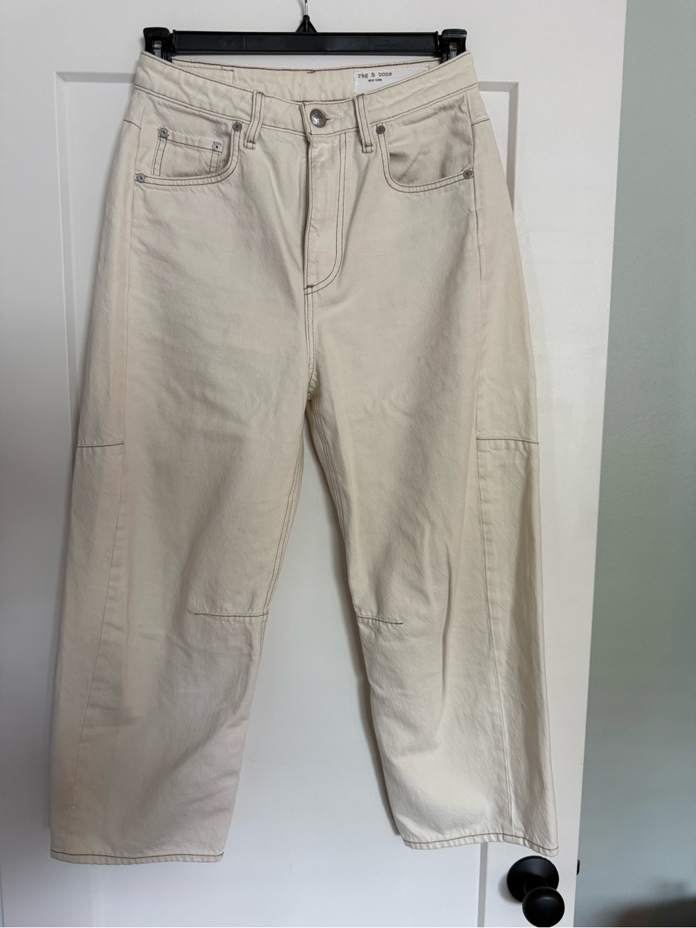 Rag & Bone Cream Charlie Barrel Leg Jeans
